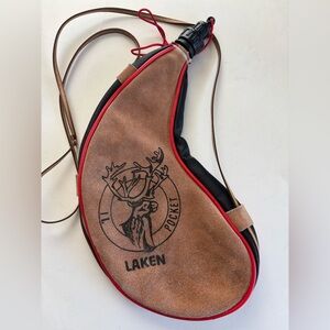 Pocket Laken Bota Bag - Leather, 1 Liter, Wine/Water Canteen Pouch. Screw Cap